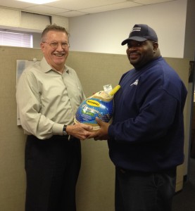 Alex Klemko provides all Moving Masters' employees with a Happy Thanksgiving turkey.