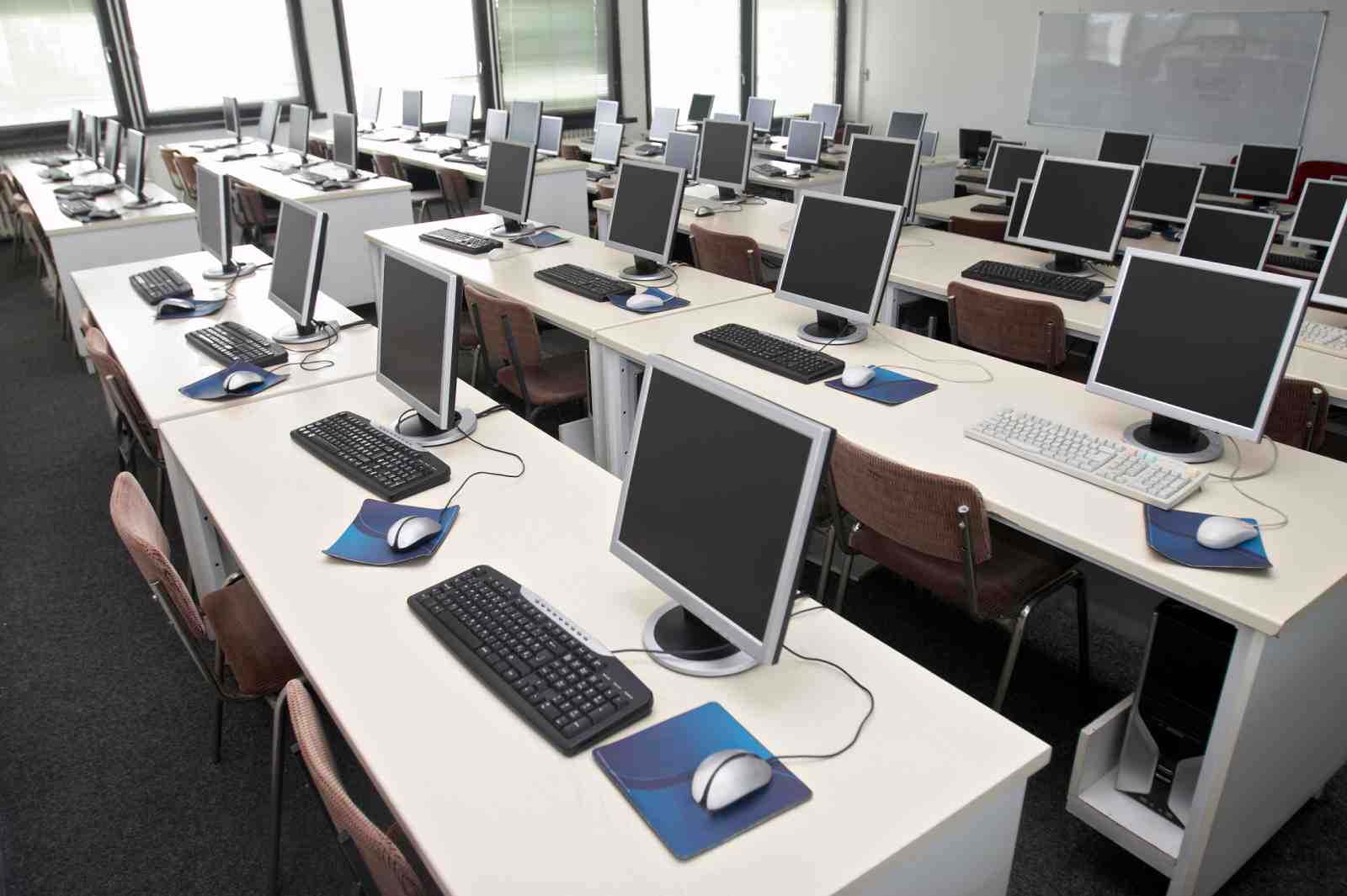 College Classroom Ready For Professional Movers To Come Pack Up Computers