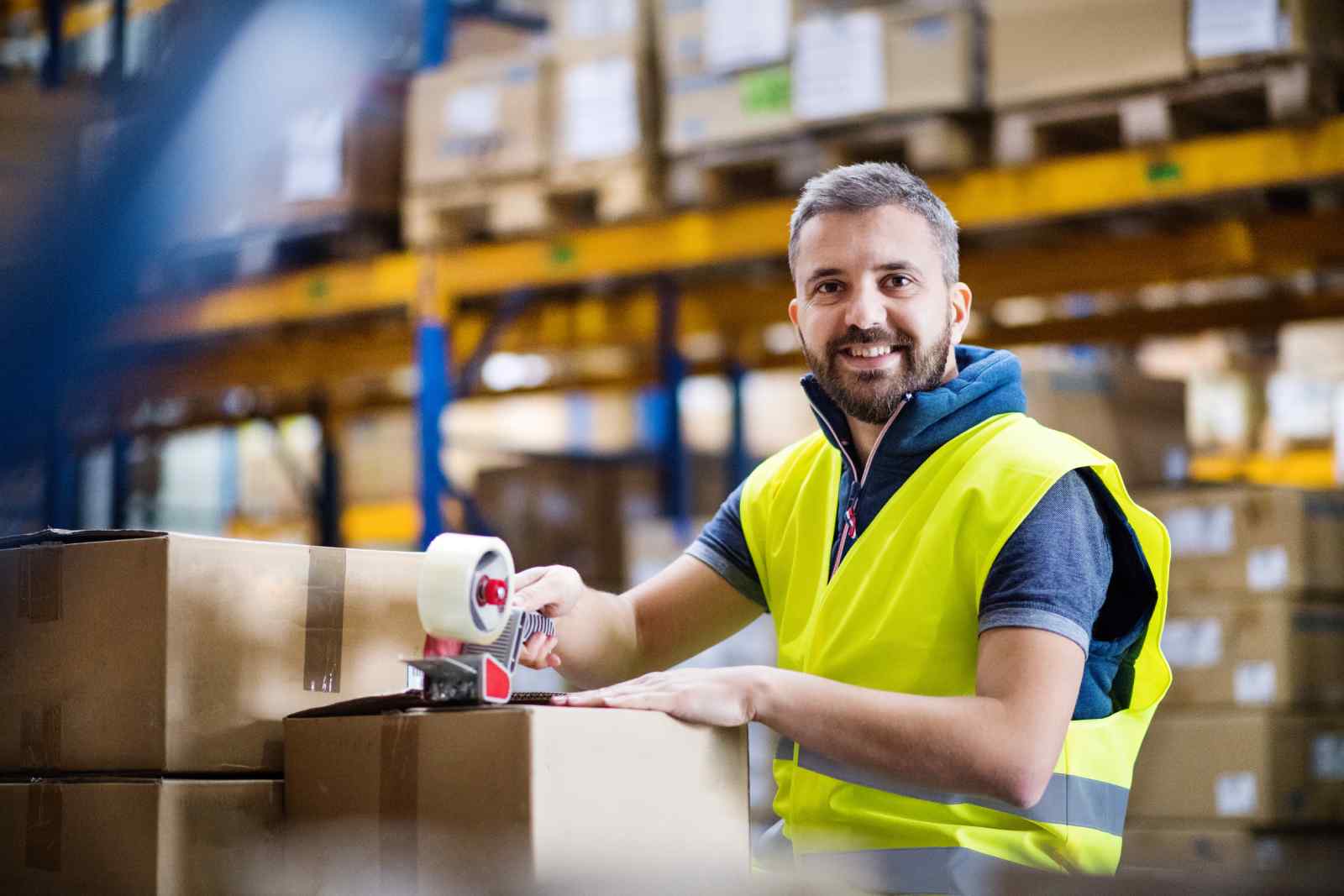 Professional Packer In Warehouse Packing A Box