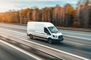 a moving truck on a highway