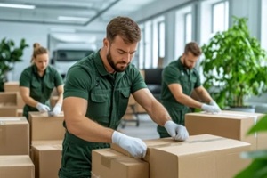 professional government moving team efficiently handles a relocation task