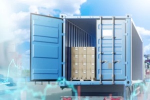 a moving truck loaded with boxes