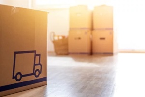 boxes for moving into a new, clean and bright home