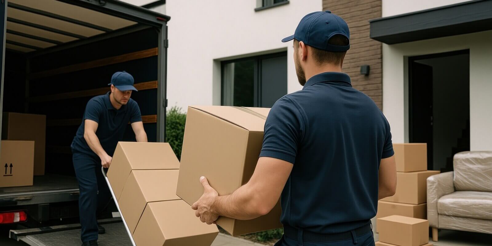 professional movers handling boxes