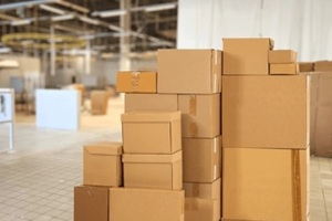 cardboard boxes in building under construction