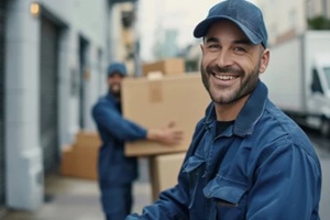 highlighting the efficiency and positive attitude in professional moving and delivery services
