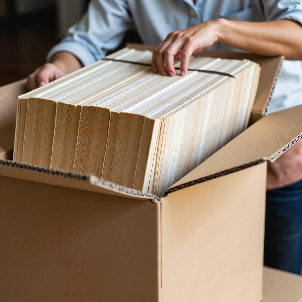 Packing documents into a box for a new office location
